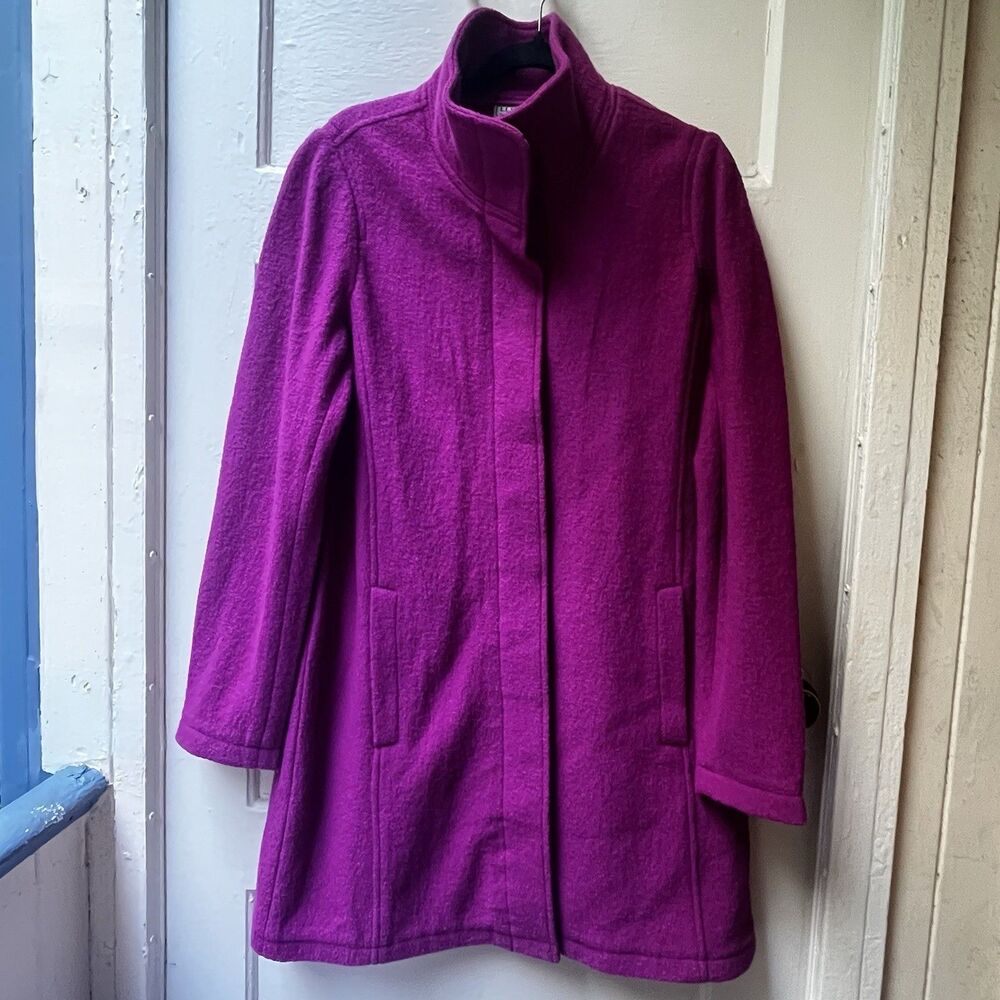 Vintage LL Bean Wool Coat M Magenta Italy Classic Staples Timeless Quiet Luxury